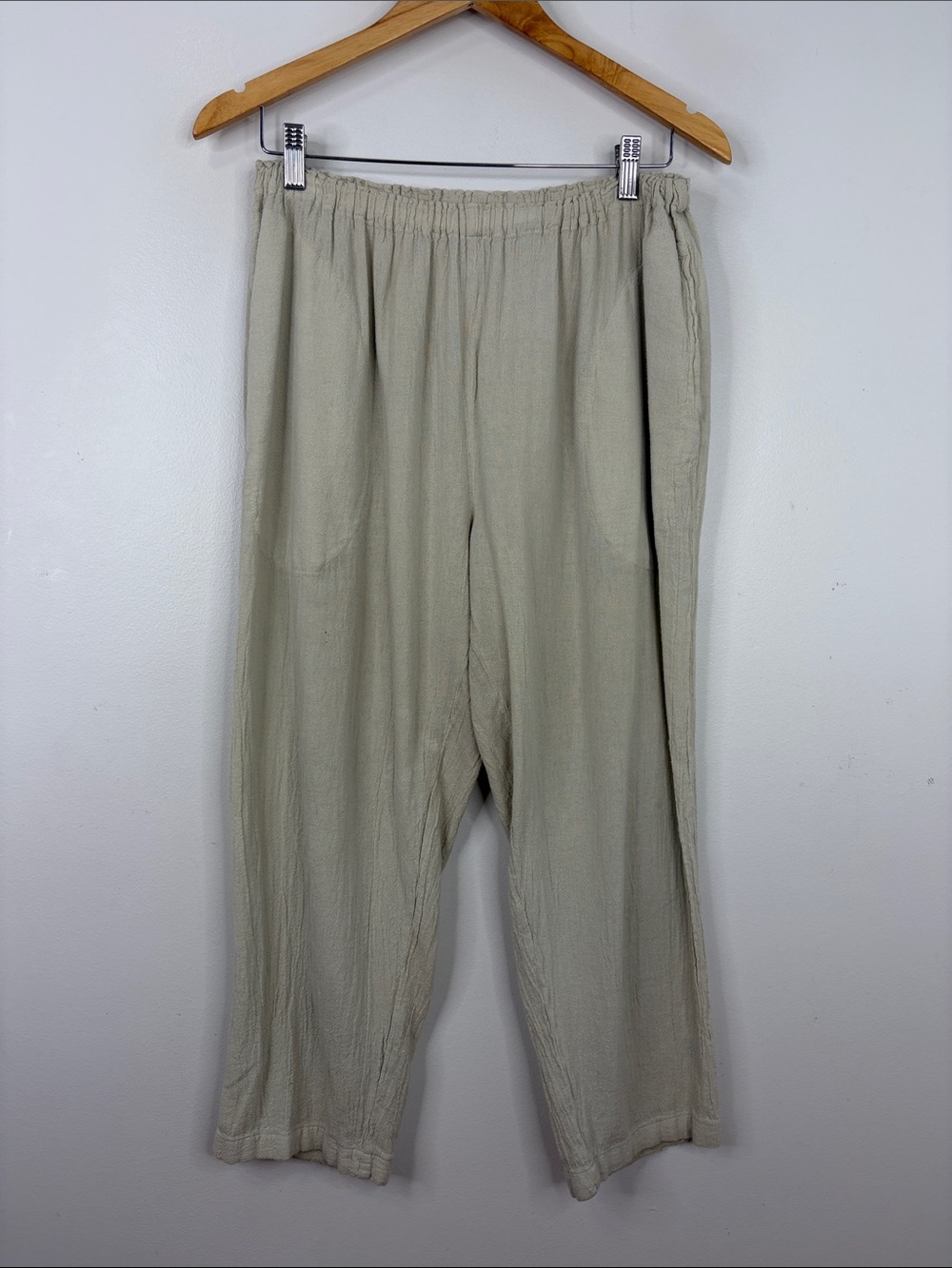 Oh My Gauze Pants Womens Size 1 Small Medium Beige Cotton Cropped Pockets